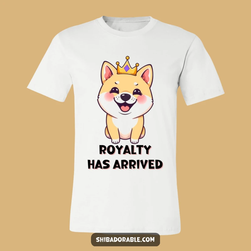 Funny Royal Shiba Inu T-Shirt: Happy Dog Crown Barks, Hilarious Gift for Shiba Fanatics