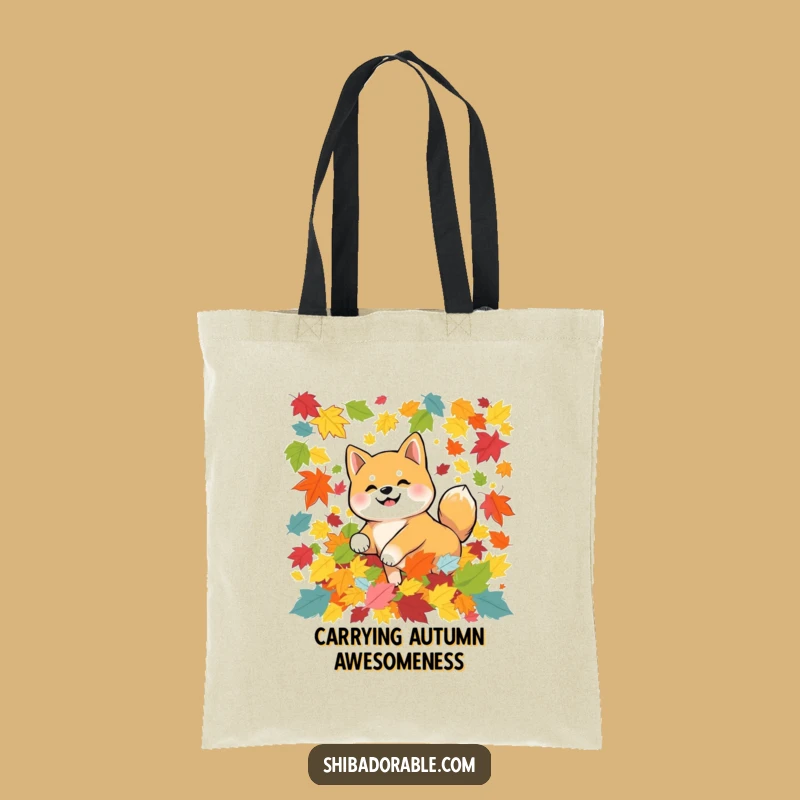 Funny Autumn Shiba Inu Leaves Tote Bag - Stylish & Hilarious Dog Accessory Gift!