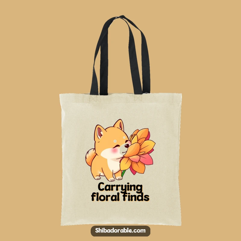 Funny Shiba Inu Flower Sniff Tote Bag - Carry Your Curiosity in Style
