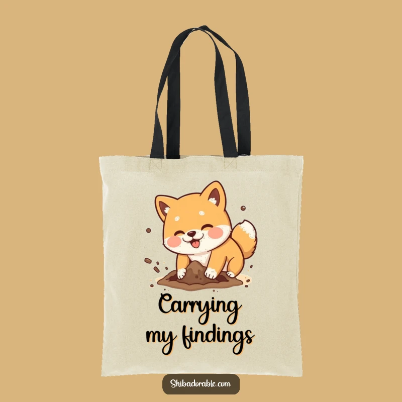 Funny Shiba Inu Digging Tote Bag - Messy Dog Dirt Flying Funny Gift