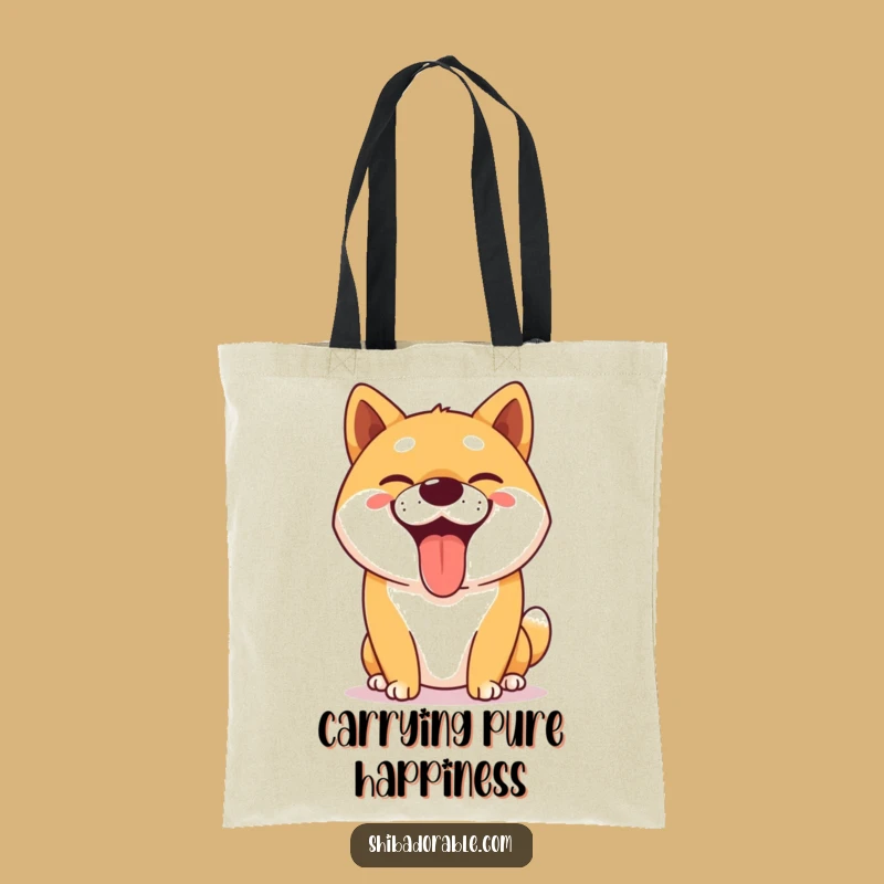 Funny Happy Shiba Inu Grin Tote Bag - Goofy Dog Carry-All Gift