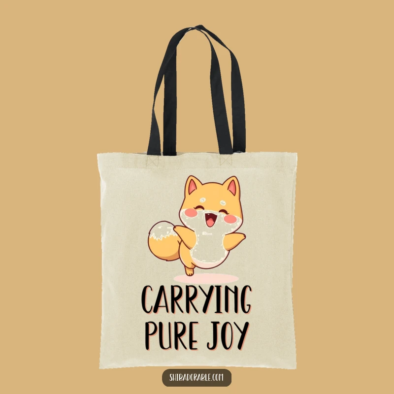 Funny Happy Shiba Inu Tail Chase Tote Bag: Carry Your Energy
