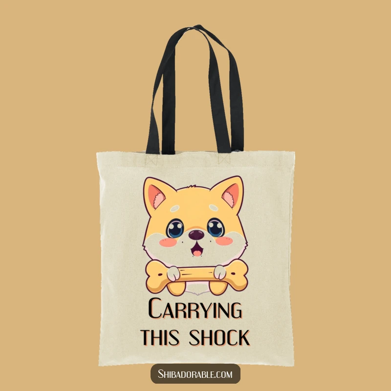 Funny Surprised Shiba Inu Bone Tote Bag: Carry Your Giggles