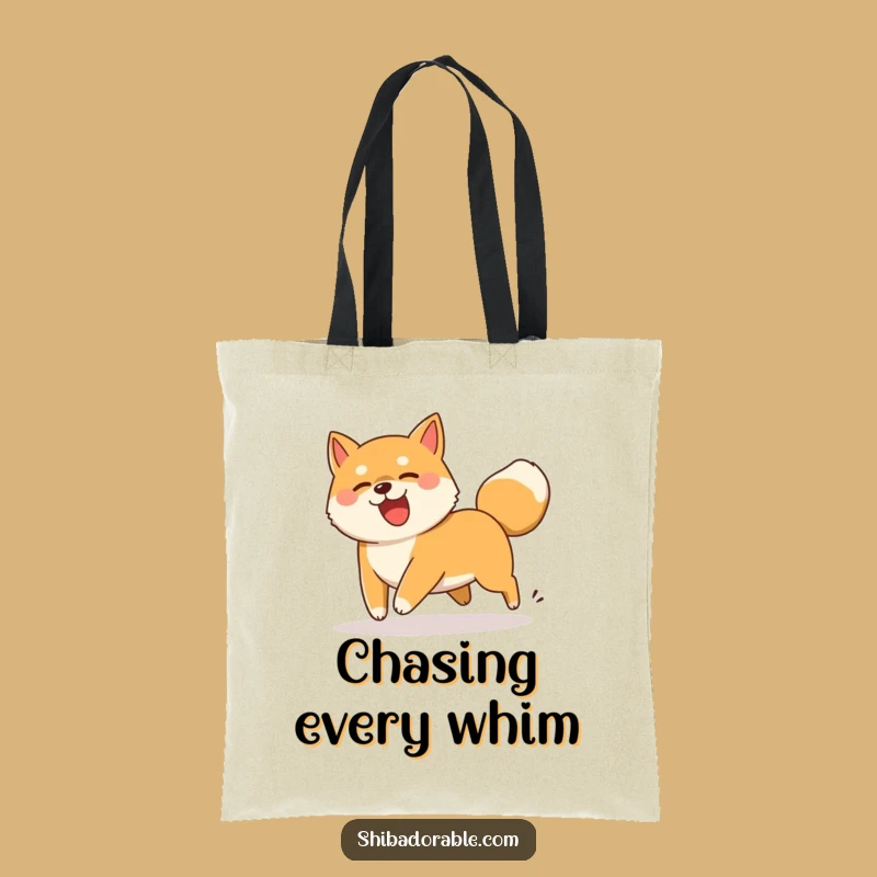 Funny Shiba Inu Tail Chasing Tote Bag - Silly Dog Spin Funny Gift