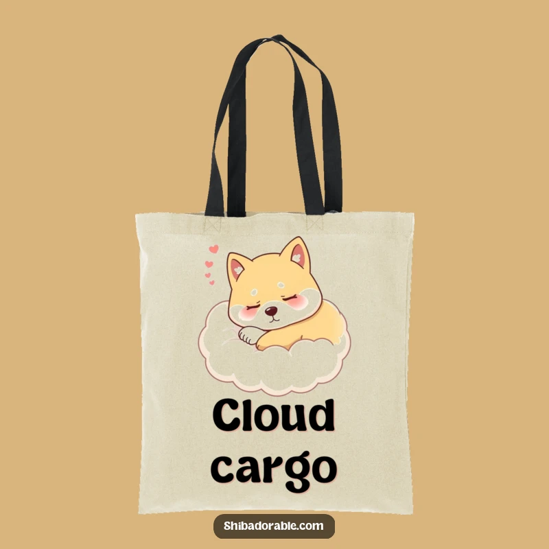 Funny Sleepy Shiba Inu Cloud Tote Bag: Carry Your Essentials with Comfy Humor