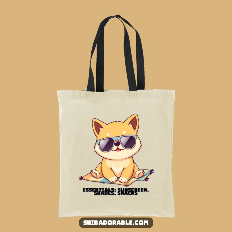 Funny Kawaii Shiba Inu Tote Bag - Hilarious Beach Pup Accessory for Shopping & Fun