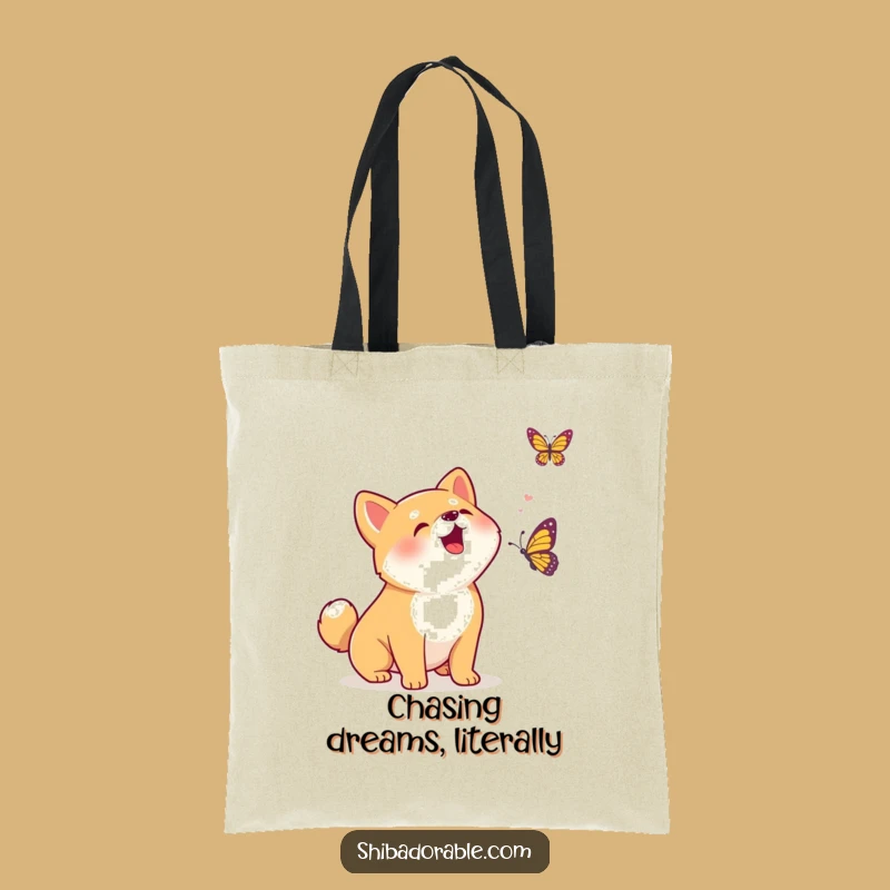 Funny Kawaii Shiba Inu Tote Bag - Hilarious Pup & Butterfly Accessory for Everyday Adventures