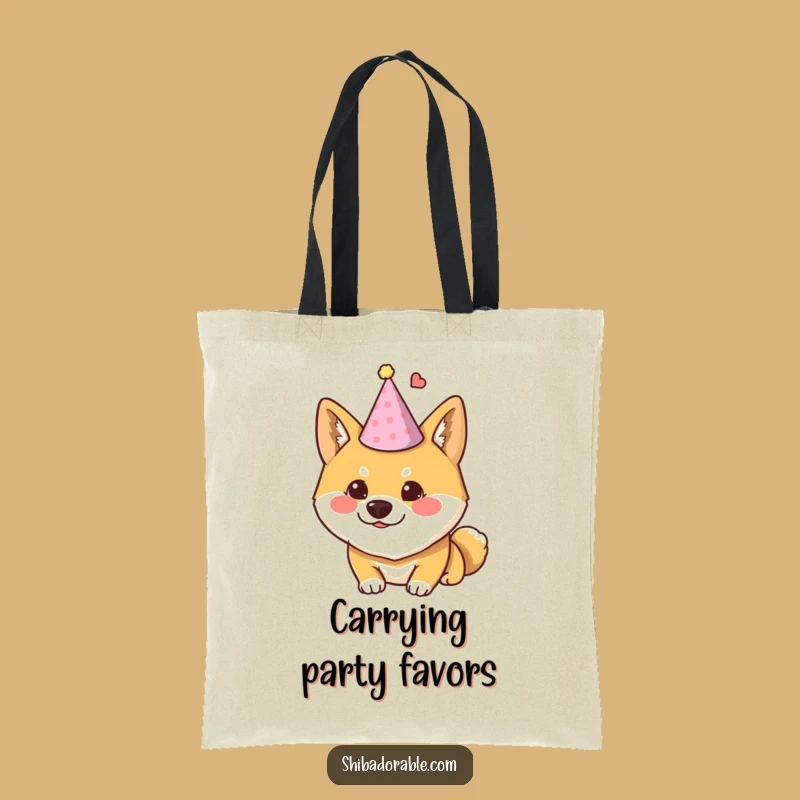 Funny Mischievous Shiba Party Hat Tote Bag - Hilarious Dog Party Accessory