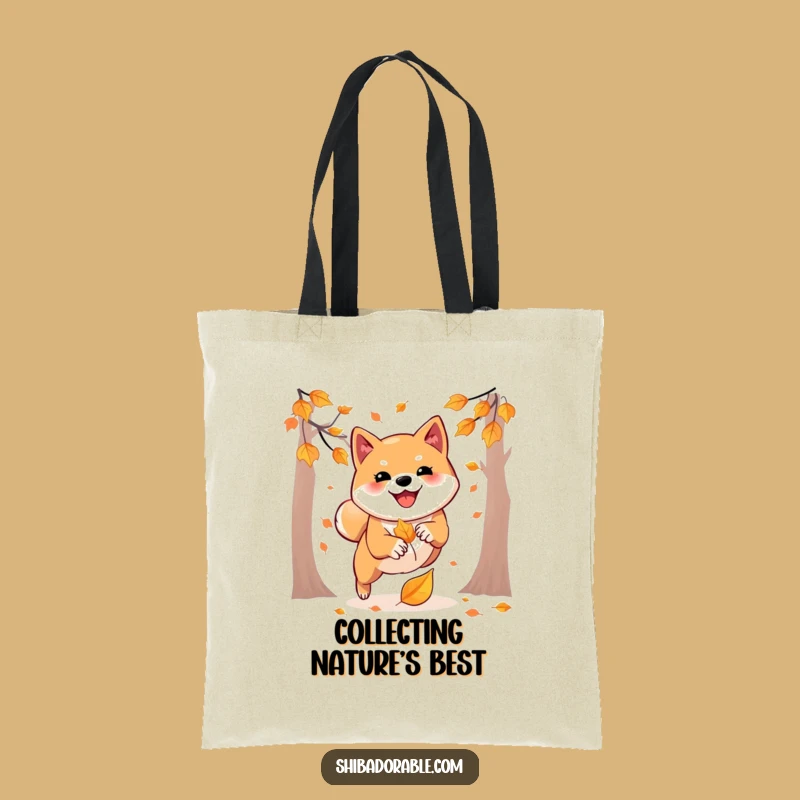 Funny Shiba Inu Tote Bag: Autumn Leaf Pounce Carryall, Practical Funny Gift