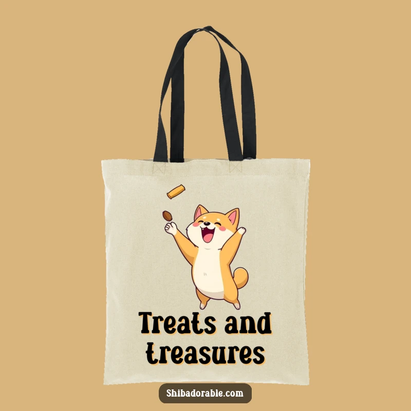 Funny Shiba Inu Treat Catching Tote Bag: Carry Your Essentials with Doggy Delight