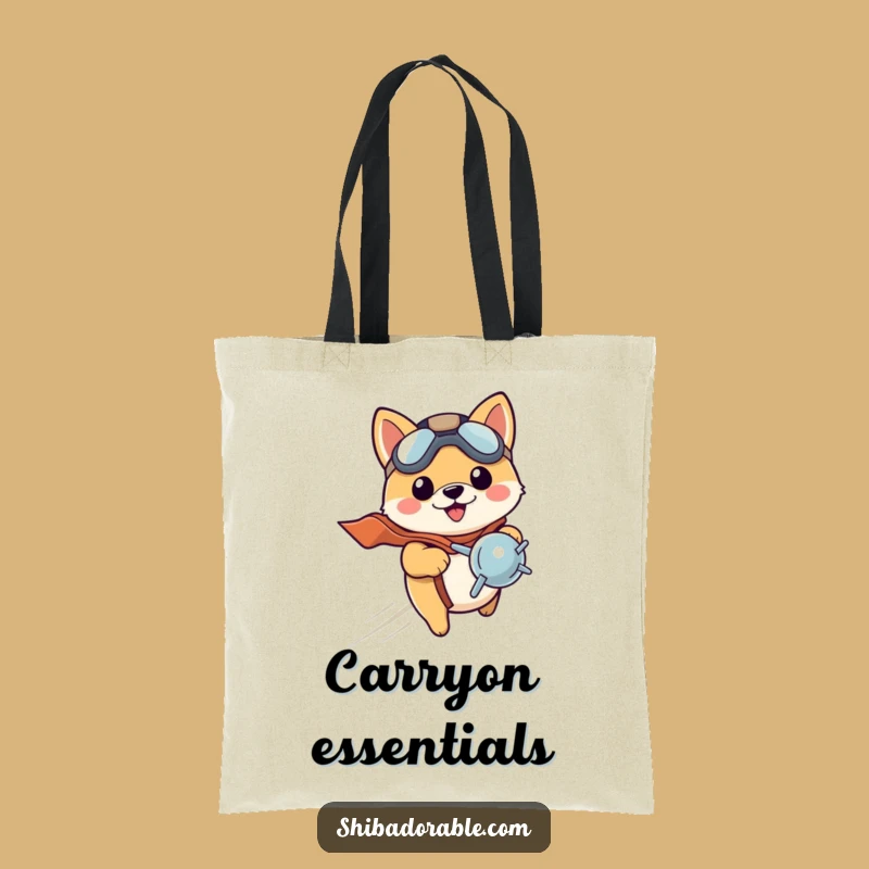 Funny Shiba Pilot Tote Bag: Adorable Pup - Practical Funny Gift!