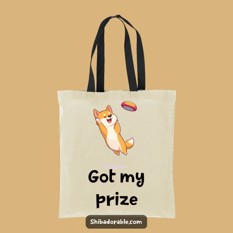 Funny Shiba Inu Frisbee Catcher Tote Bag: Dog Lover Carry-All Gift