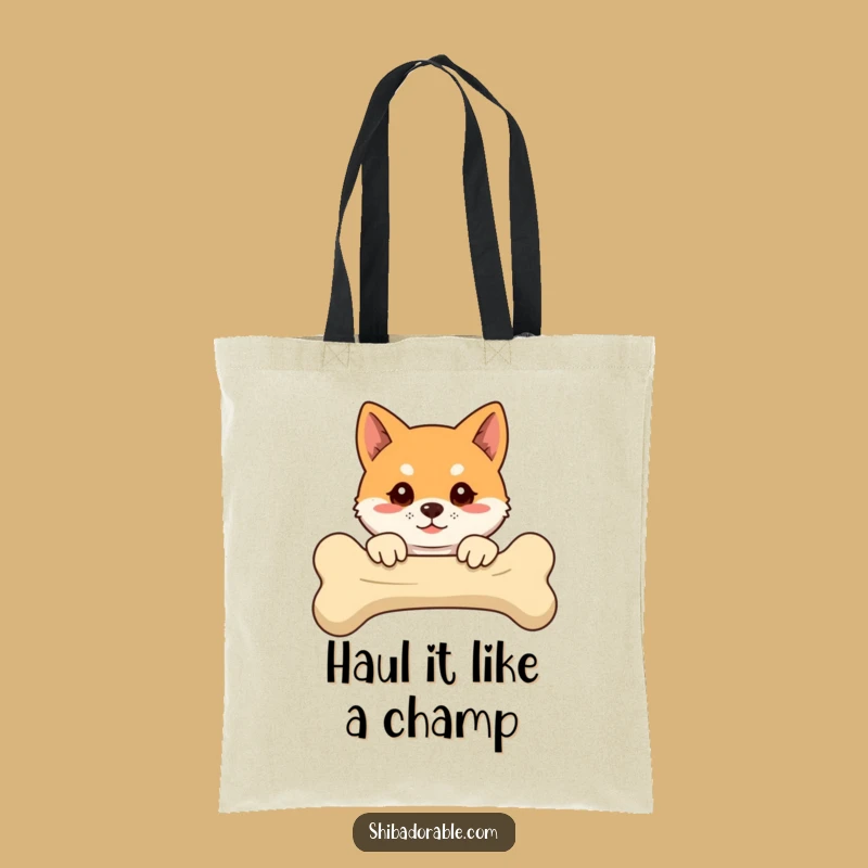 Funny Shiba Inu Bone Peeking Tote Bag - Stylish and Humorous Dog Accessory