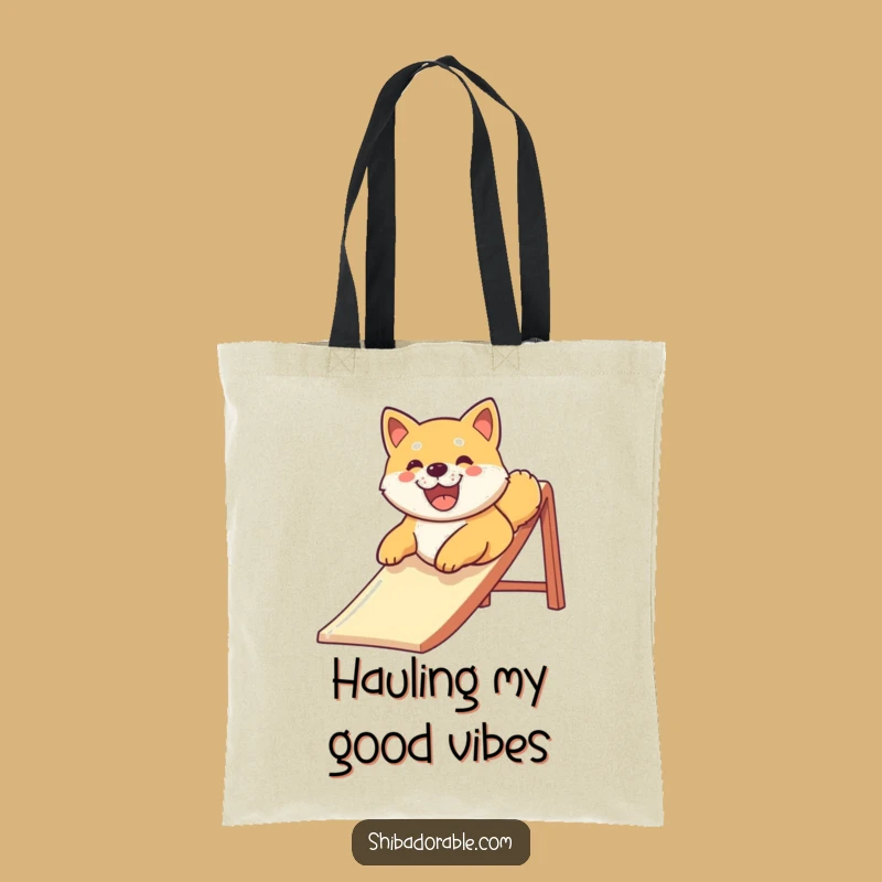 Funny Happy Shiba Inu Slide Tote Bag - Stylish & Hilarious Dog Accessory Gift!