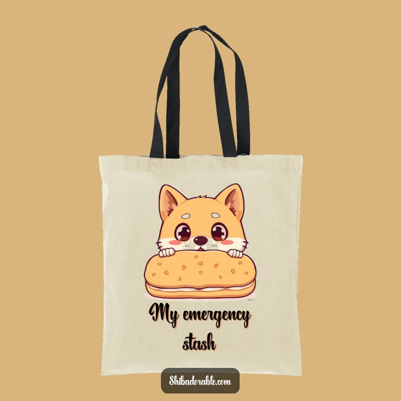 Funny Shiba Inu Biscuit Tote Bag - Surprised Dog Eyes Funny Gift