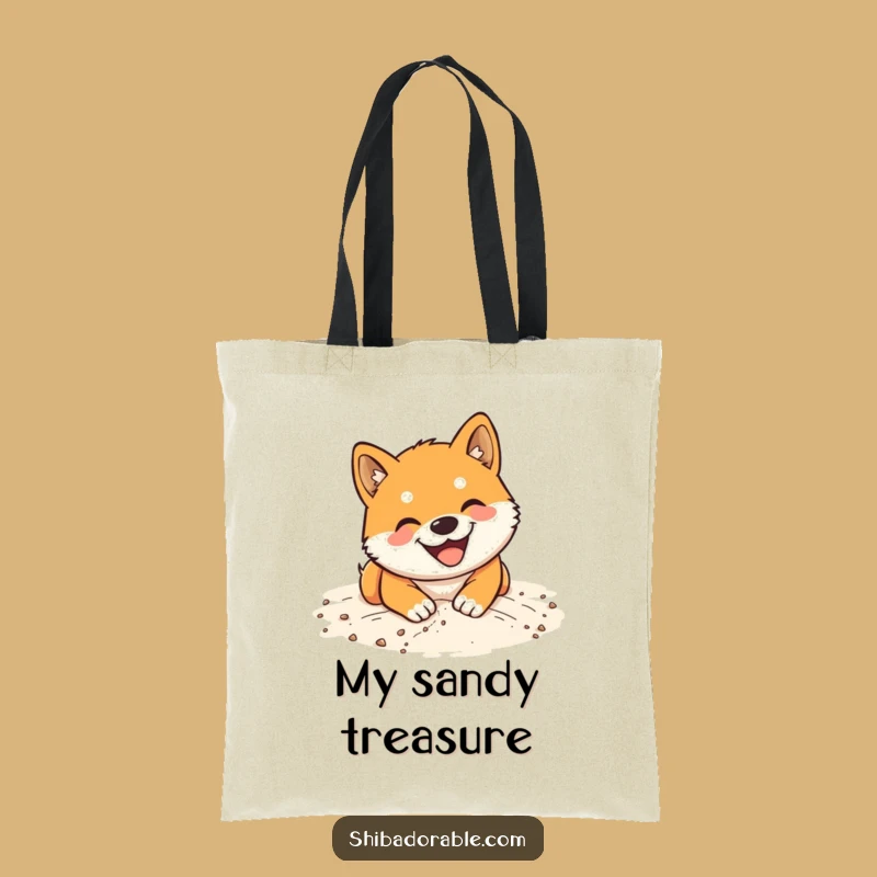 Funny Shiba Inu Sand Digging Tote Bag: Beach Dog Carry-All Gift